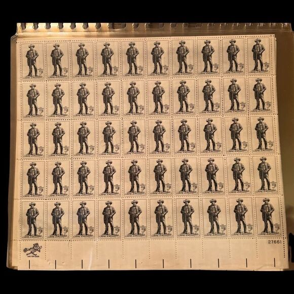 MNH 1964 Sam Houston Sheet of 50 5c Stamps Scott #1242 - Picture 2 of 2
